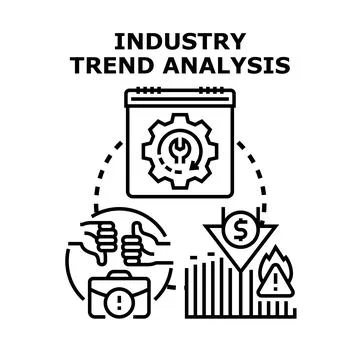 Industry trend analysis process evaluating business risks and planning 库存插图