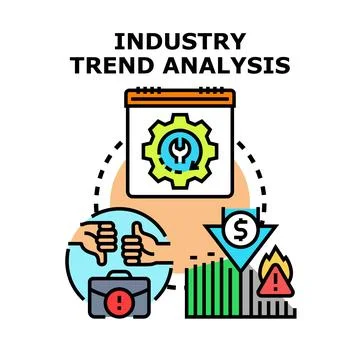 Industry trend analysis process evaluating business risks and planning Stock Illustration