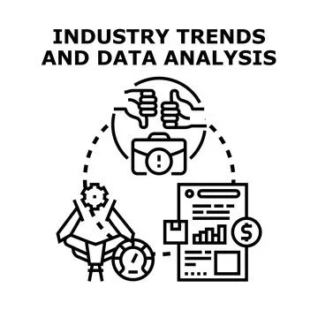 Industry trends and data analysis process vector イラスト素材