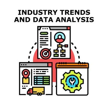 Industry trends and data analysis concept developing Illustrazione stock