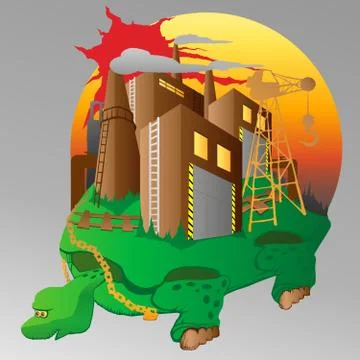 Industry on a turtle Stock Illustration