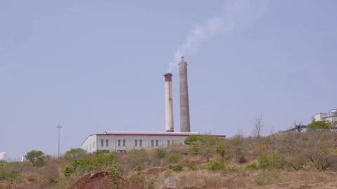 Industry with Two Chimneys Stock Footage 272506796