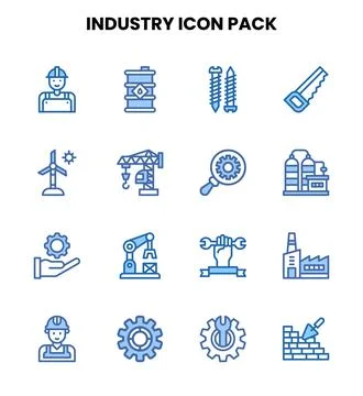 Industry Two Colour Collection Icons Pack Stock Illustration