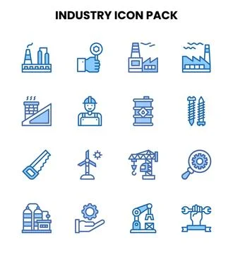 Industry Two Colour Vector Icons Pack Stock Illustration
