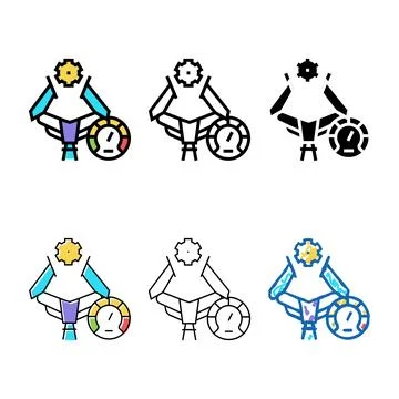 Industry work process optimize color icon vector variations Stock Illustration