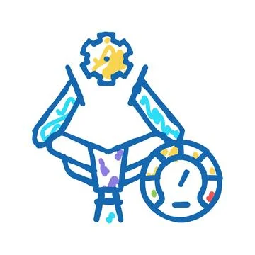 Industry work process optimize icon doodle illustration Illustrazione stock