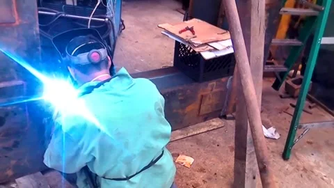 Industry, Worker Welding, Orient Machine Welding, Harvey IL Stock-Footage 247622566