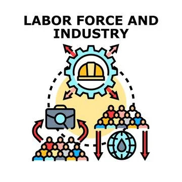Industry workforce connecting global resources and employment Stock Illustration