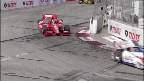 Indy Car practice session durning the 2014 Long beach Grand Prix Stock Footage 145012840