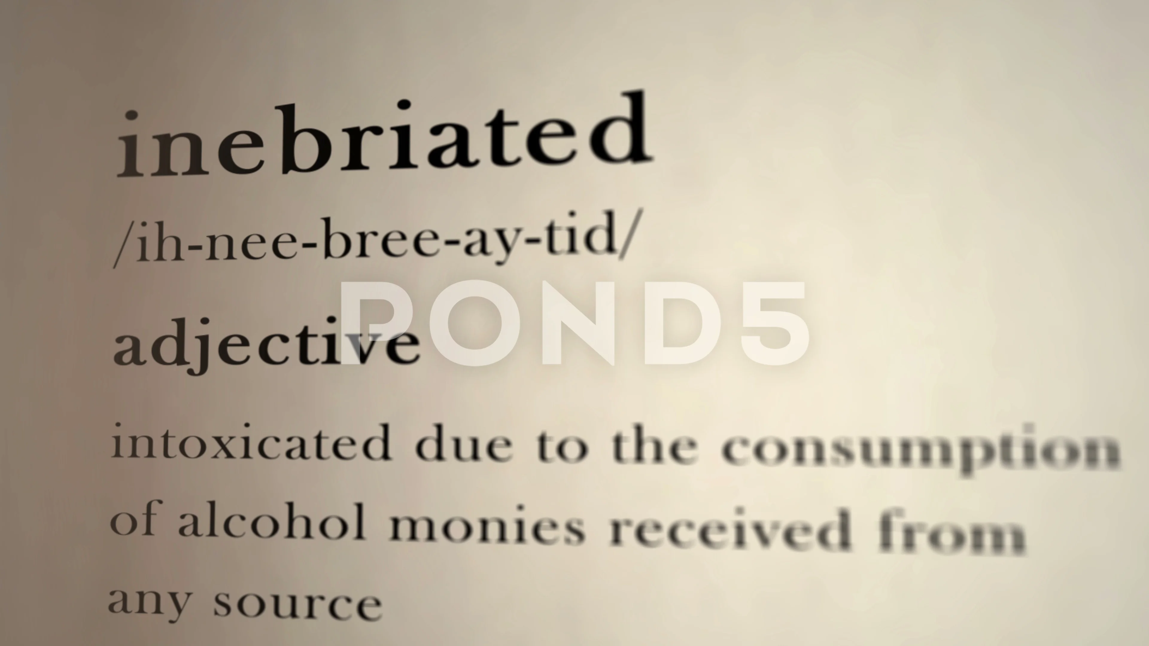 Inebriated Definition | Stock Video | Pond5