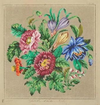ï»¿Needlework pattern, 1800-1900, Germany, by Seiffert and Co., A Nicolai. Stock Photos