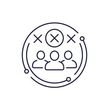 Inefficient team line icon on white Stock Illustration