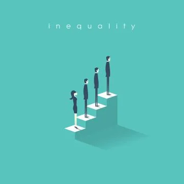 Inequality concept vector illustration man versus woman in business. Difference Stock Illustration