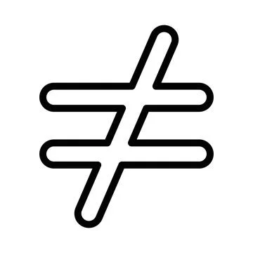 Inequality icon linear logo mark in black and white Stock Illustration