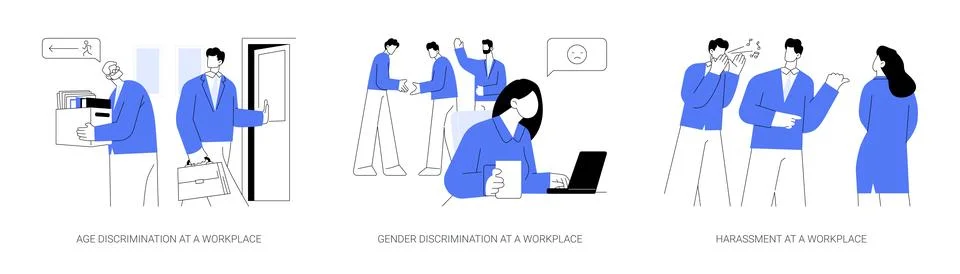 Inequality at workplace abstract concept vector illustrations. Stock Illustration