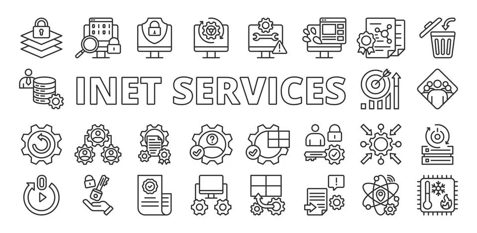 Inet services, icon in line design. Inet, services, internet, connectivity Stock Illustration