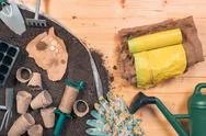 Inexpensive Organic Food Production And Gardening Equipment, Top View Stock Photos