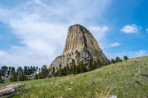 The infamous Devils Tower National Monument in Wyoming Stock Photos