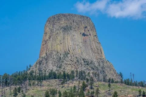 The infamous Devils Tower National Monument in Wyoming Stock Photos
