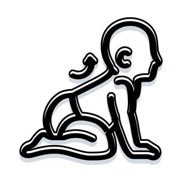 Infant baby crawling development icon growing progress Stock Illustration