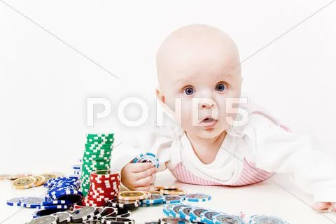 Infant with chips Stock Photos
