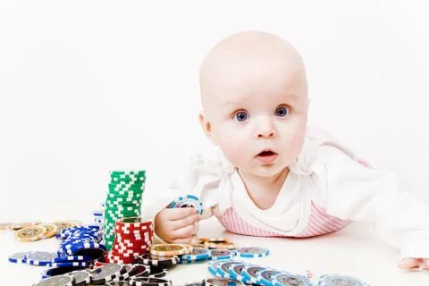 Infant with chips Stock Photos