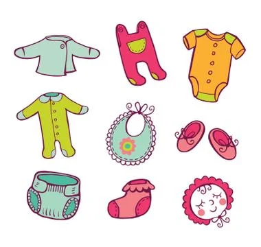 Infant clothes Icon set Stock Illustration