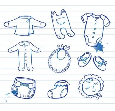 Infant clothes Icon set Stock Illustration