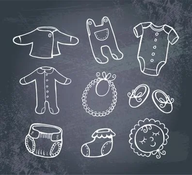 Infant clothes Icon set Stock Illustration