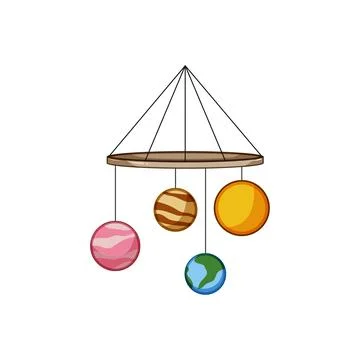 Infant crib mobile cartoon vector illustration Illustrazione stock