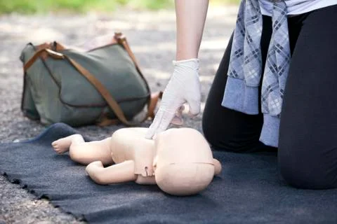 Infant dummy first aid Stock Photos