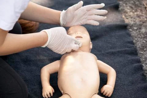 Infant dummy first aid Stock Photos