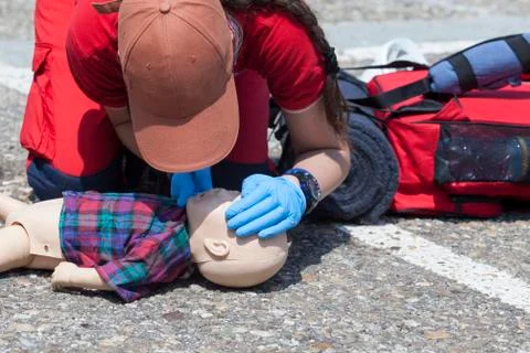 Infant dummy first aid Foto stock
