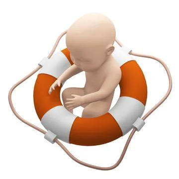 Infant inside lifebuoy Stock Illustration