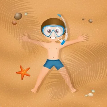 Infant lying on the sand Stock Illustration