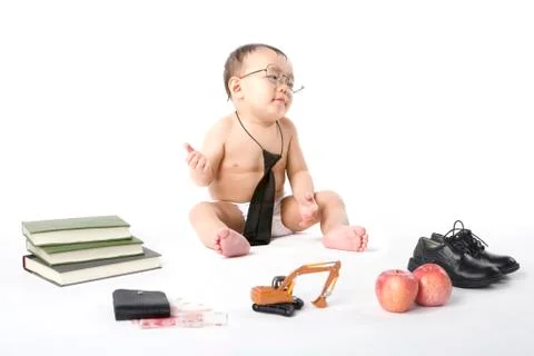Infant with objects Stock Photos