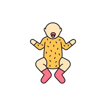 Infant olor line icon. Different stages person's life. Stock Illustration