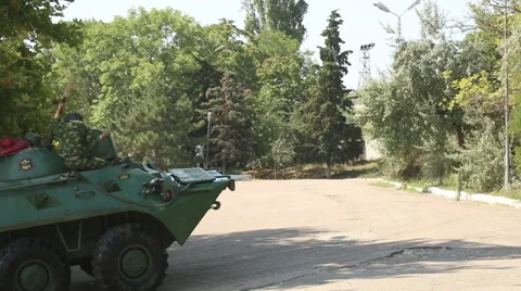 Infantry fighting vehicles in urban environments Stock Footage 40342553