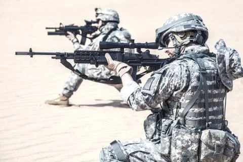 Infantrymen in action Stock Photos