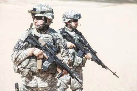Infantrymen in action Stock Photos
