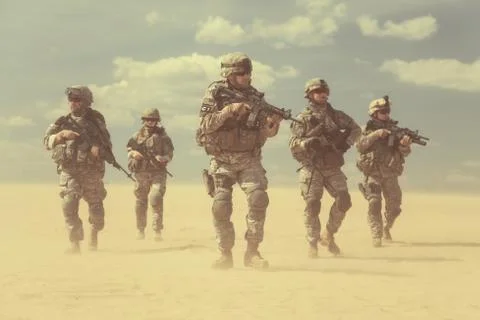 Infantrymen in action Foto stock