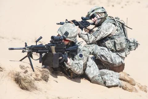 Infantrymen in action Foto stock