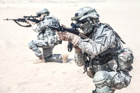 Infantrymen in action Stock Photos