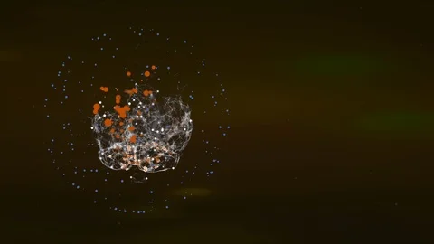 Infected brain model losing some parts over black background. Stock Footage 125965095