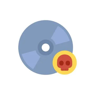 Infected cd rom presenting a digital threat with skull icon Stock Illustration