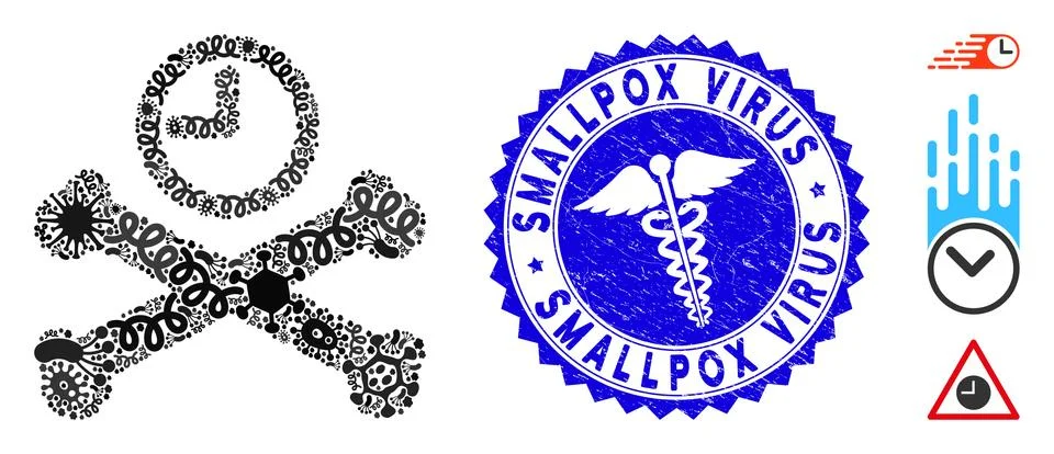 Infected Collage Deadline Timer Icon with Medic Textured Smallpox Virus Seal Illustrazione stock