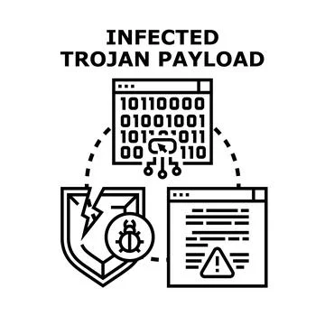 Infected computing trojan payload vector illustration Stock Illustration