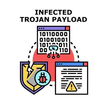 Infected computing trojan payload vector illustration Illustrazione stock