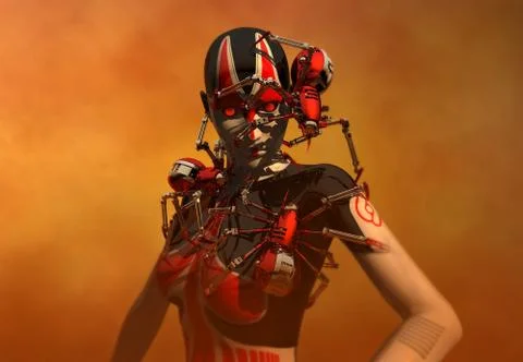 Infected cyborg Stock Illustration