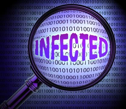 Infected Data Means Computers Files 3d Rendering Illustrazione stock